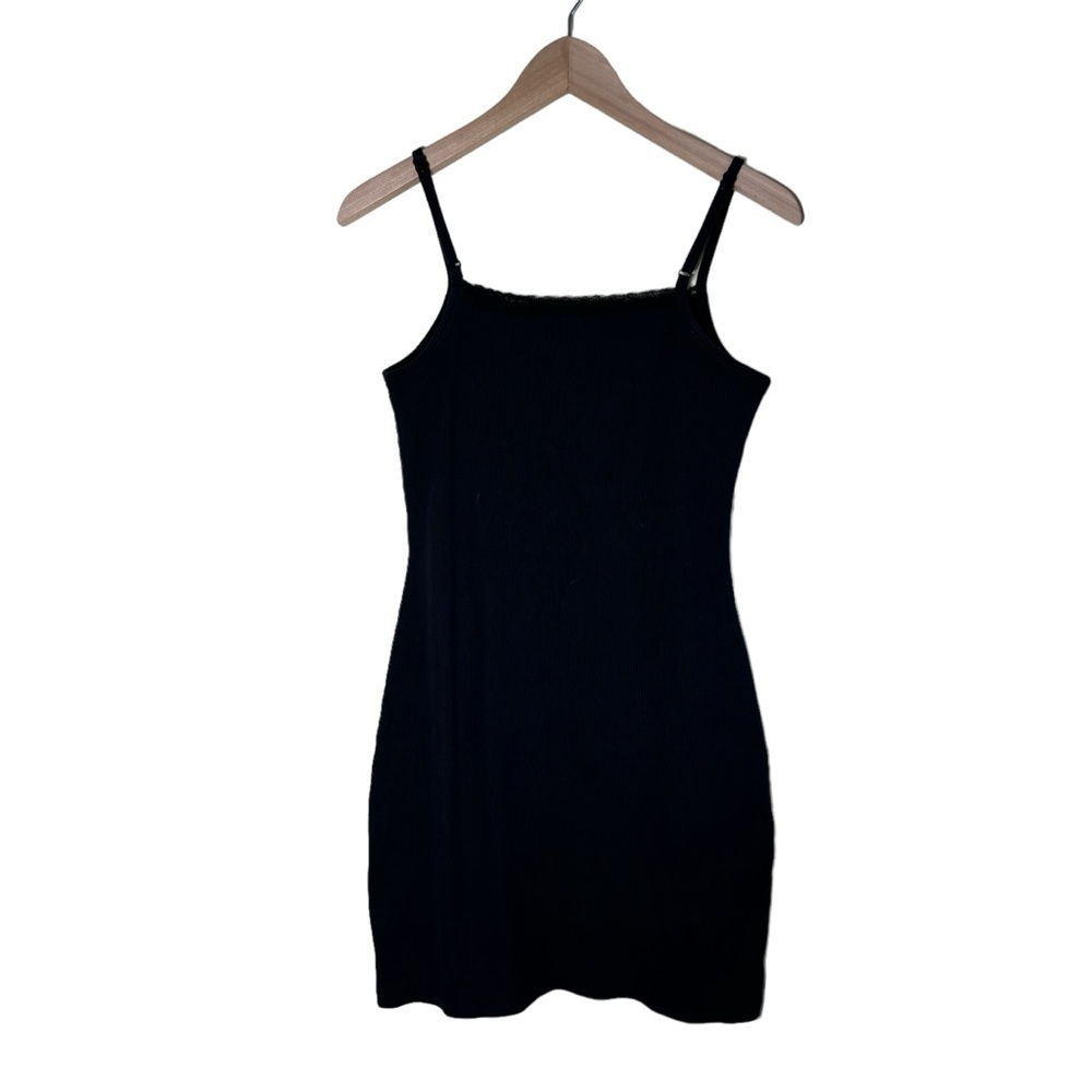 Aerie Black Lace Trim Spaghetti Strap Slip Dress size M